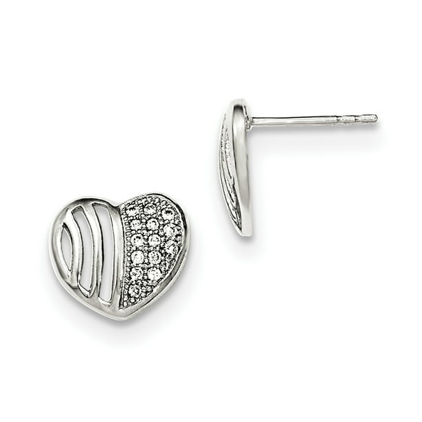 925 Sterling Silver Cubic Zirconia Cz Heart Post Stud Earrings Love Fine Jewelry Gifts For Women For Her 
